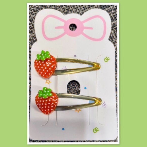 Strawberry Snap Clip, Toddler Hair Clip, Girls Hair Clip - Set of 2 - Picture 1 of 1